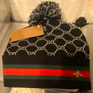 GUCCI   Black Winter Beanie Cap.